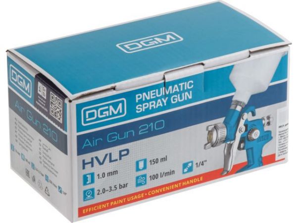 Краскораспылитель DGM Air Gun 210(HVLP, сопло ф 1.0 мм, верх. бак 150 мл)