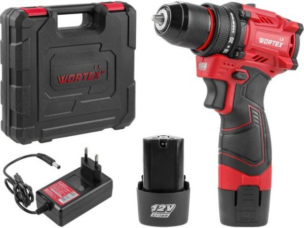 Дрель-шуруповерт WORTEX LX BD 1220 DLi 12В, 30 Нм, 2*1.5 Ач, патрон 10 мм, бесщёт. (12 В, БЕСЩЁТ.ДВИГ., с 2х1.5 Ач акб, НЕ подходит к линейке ALL1)