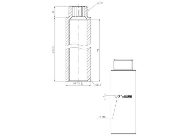 Удлинитель 1/2' вн.-нар. х 80 мм, AV Engineering (инд. упак.)(Латунь, макс.  16 бар, макс.  110 °С)