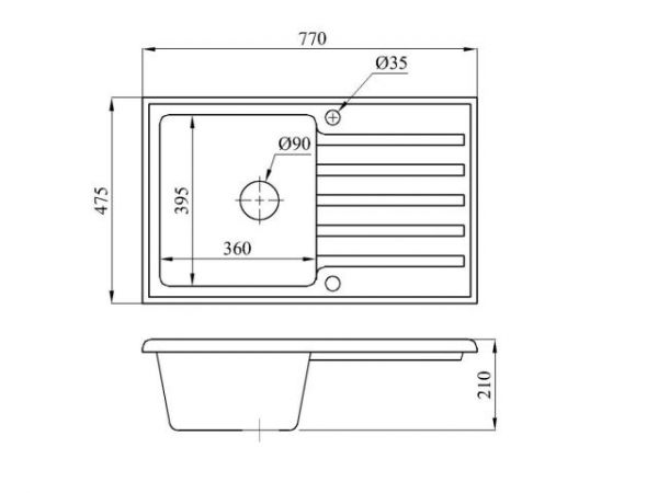 Мойка кухонная из искусственного камня ART песочный 770х475 мм, AV Engineering