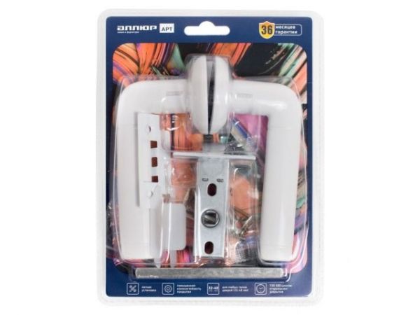 Комплект ручка и защелка АЛЛЮР АРТ 'ПОЛО' W+L45-8 W (15110/S45) матовый белый