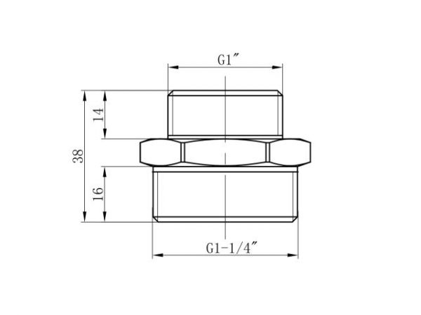 Ниппель ред. 1 1/4' нар. х 1' нар., AV Engineering (инд. упак.)(Латунь, макс.  16 бар, макс.  110 °С)