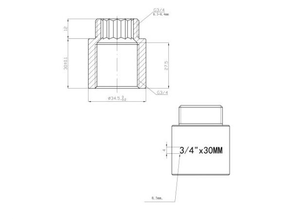 Удлинитель 3/4' вн.-нар. х 30 мм, AV Engineering (инд. упак.)(Латунь, макс.  16 бар, макс.  110 °С)