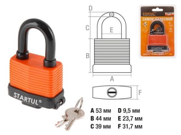 Замок навесной 50мм STARTUL PROFI (ST9087-50)(Автозапирание   Всепогодный)