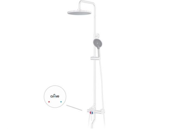 Душевая система (Lt) D35, серия Lotus белый, a-five(На стену, Короткий излив, Троп. душ: вынос 405 мм, диаметр 200 мм.)