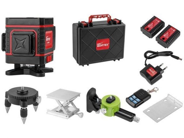 Нивелир лазерный WORTEX LL 0330-1 в чем. + аксессуары 3х360°, до 25 м, +/- 0.3 мм/м, зеленый(резьба 1/4')