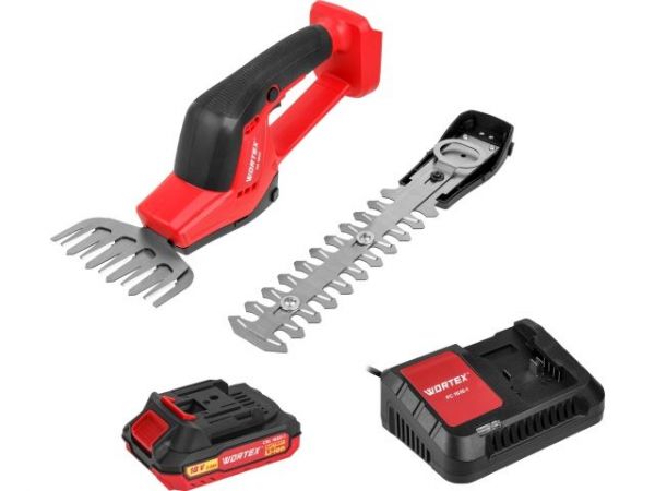 Ножницы садовые WORTEX SG 1820 в кор. + насадка-кусторез ALL1 XLT SET(18.0 В, 1 акк., 2.0 А/ч, Li-Ion, шир. 80 мм)