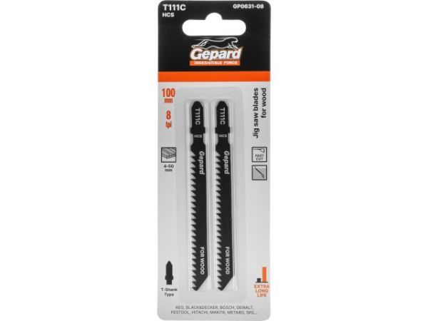 Пилка лобз. по дереву T111C (2 шт.) GEPARD(пропил прямой, грубый, для базовых работ)