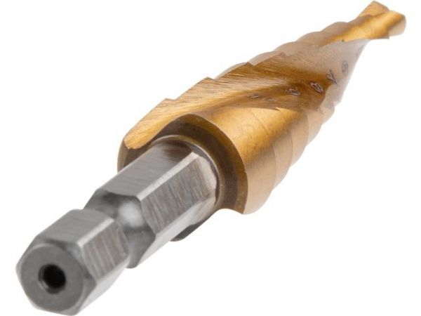 Сверло по металлу ступенчатое 4-12 мм HSS TIN GEPARD(спиральный профиль)