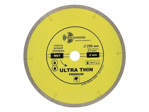 Алмазный круг 250х25,4мм по керамике сплошн.ультратонкий Hot Press(1.7мм)