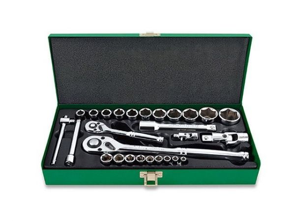 Набор головок 1/4' 1/2' 27предм. 6гр. метал.кейс TOPTUL