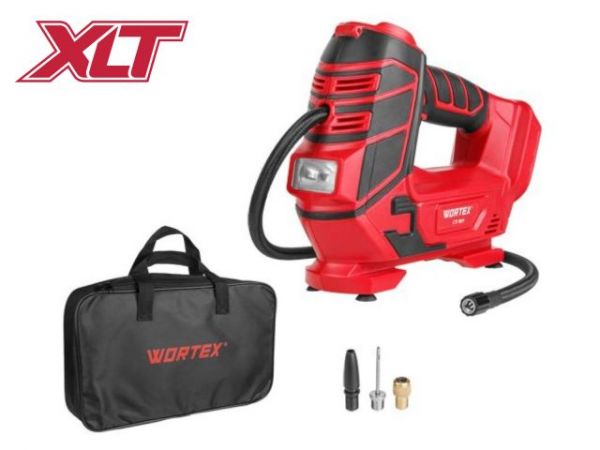 Компрессор WORTEX CTI 1811 в кор. ALL1 XLT SOLO 18 В, 11 бар, 12 л/мин(160 PSI / 1100 кПа, цифровой манометр, 600 мм шланг, подсветка)