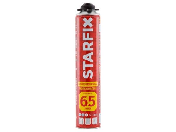 Пена монтажная профессиональная всесезонная STARFIX Foam Pro 65 (850мл)(Выход пены до 65 литров)