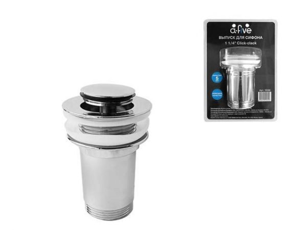 Выпуск для умывальника click/clack, малая крышка с переливом, хром, 1 1/4', a-five