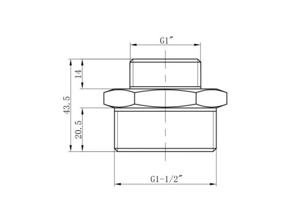 Ниппель ред. 1 1/2' нар. х 1' нар., AV Engineering (инд. упак.)(Латунь, макс.  16 бар, макс.  110 °С)