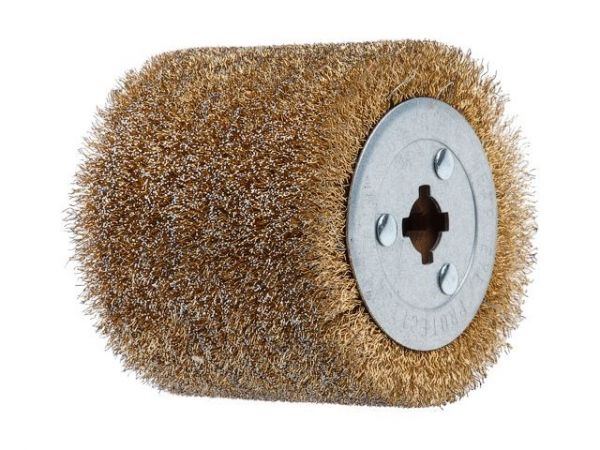 Щетка стальная с латунным покрытием 100х120 мм 0,3 мм WORTEX для WS 1012 S(диаметр 120 мм, ширина 100 мм, посадочный диаметр 19 мм, проволока 0,3 мм)