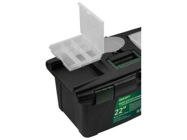 Ящик для инструмента пластмасс. 56,5x32,5x29 см (22') с лотком и органайз. 20238 ВОЛАТ