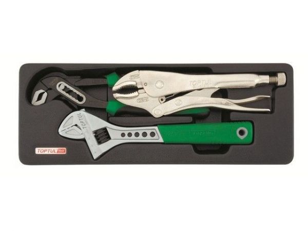 Набор-сет плоскогубцы перест., зажим, ключ разводн. 10' 136х364мм TOPTUL