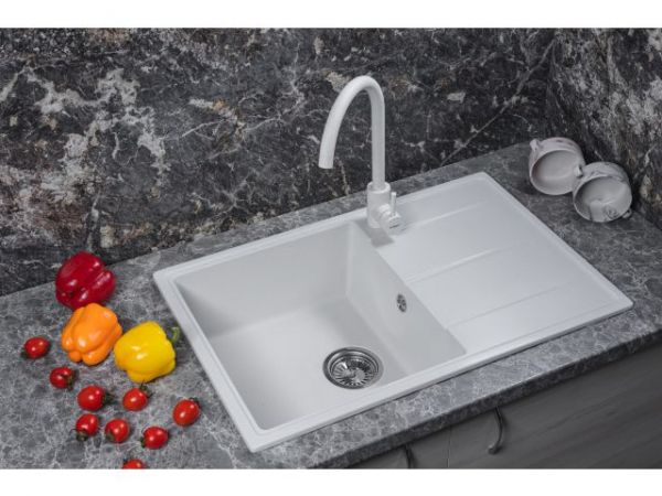 Мойка кухонная из искусственного камня BENEFIT белый 730х470 мм, AV Engineering