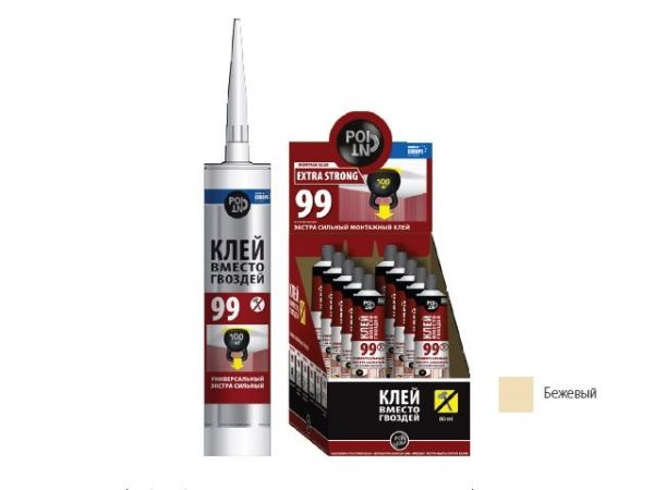 Клей монтажный POINT 'Клей вместо гвоздей 99', 280мл(бежевый, экстра сильный)