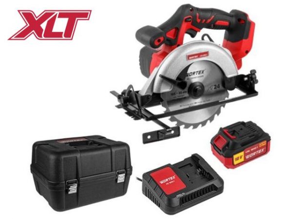 Циркулярная пила WORTEX CCS 1816-1 в чем. ALL1 XLT SET 18 В, 165 мм, до 55 мм, 4 Ач(18.0 В, АКБ 1х4 А*ч, ЗУ 2А, 165х20 мм, до 55 мм)