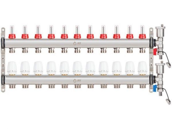 Коллекторная группа AVE136, 11 вых. AV Engineering(PRO серия Для теплого пола и водоснабжения)