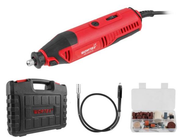 Гравер электрический WORTEX LX MG 3214-1 E в чем.+аксессуары 130 Вт,10000-35000 об/мин,цанги 3,0/3,2(в чем. +100 аксесс., гибкий вал)