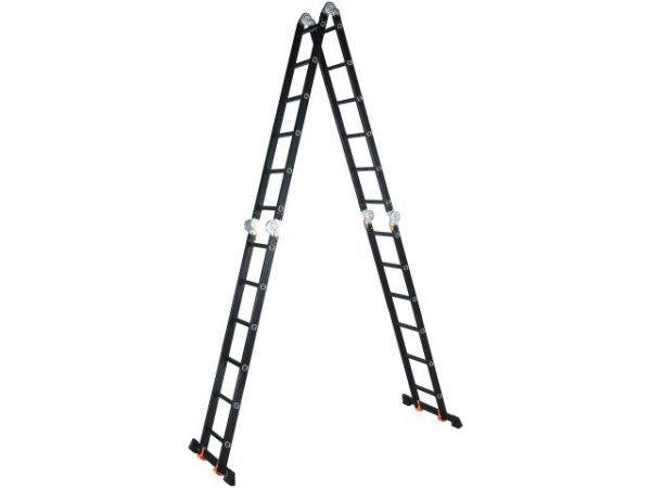 Лестница алюм. многофункц.4х6 ступ.(стрем.-332см,лестн.-690см) 17,0кг BLACK LINE STARTUL (ST9930-06)(усиленное шарнирное соединение, прорезиненные колеса и доп.стабилизаторы)