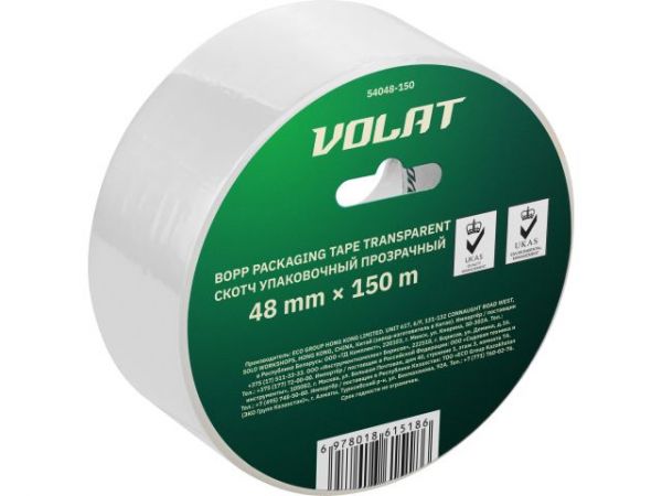 Скотч упаковочный прозрачный 48ммх150м ВОЛАТ(толщина 45мкм)