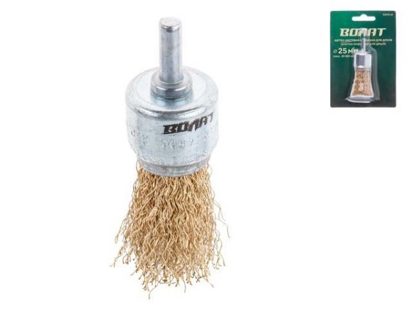 Щетка д/дрели кистевая 25мм ВОЛАТ(для дрели кисточка концевая крацовка)