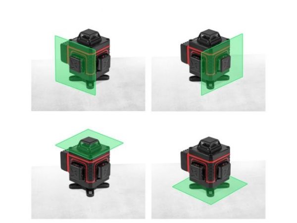 Нивелир лазерный WORTEX LL 0340 в чем. + аксессуары 4х360°, до 25 м, +/- 0.3 мм/м, зеленый(резьба 1/4')