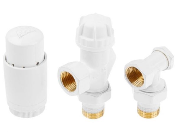 Комплект кранов осевой 1/2' для радиатора Белый, AV Engineering (инд. упак.)(M30x1.5)