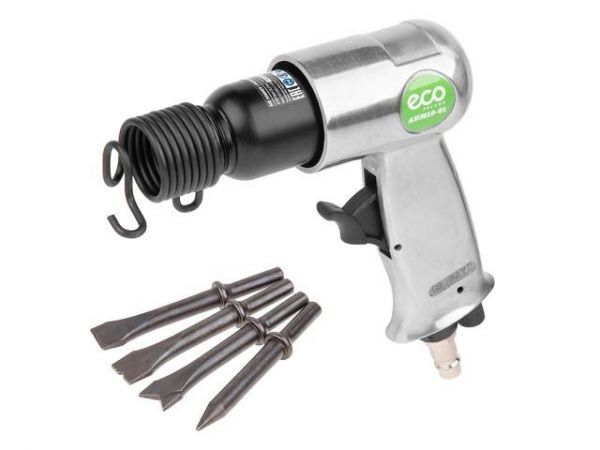 Пневмомолоток ECO AHM10-01(4500 уд/мин; 1.12 Дж; 120л/мин; Хвостовик:10 мм; Долото - 4 шт.)