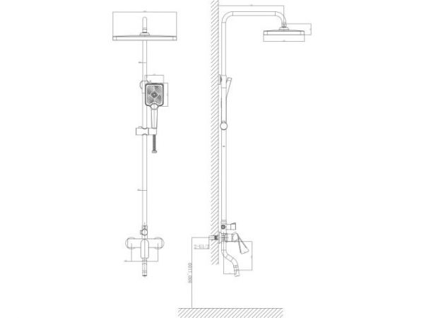 Душевая система (Lt) D35, серия Camellia хром, a-five(На стену, короткий - -излив: длина 150 мм, монолитный. Троп. душ: вынос 400 мм,)