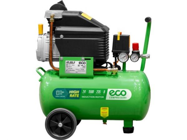 Компрессор ECO AE-251-3 коаксиальный(235 л/мин, 8 атм, коаксиальный, масляный, ресив. 24 л, 220 В, 1.50 кВт)