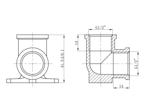 Колено 1/2' вн.-вн. с креплением, AV Engineering (инд. упак.)(Латунь, макс.  16 бар, макс.  110 °С)