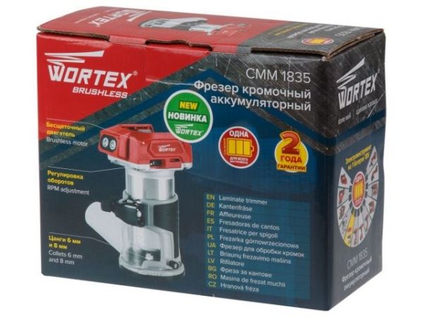 Фрезер кромочный WORTEX CMM 1835 в кор. ALL1 XLT SOLO БЕСЩЕТ., 18 В, цанга 6/8, рег. об, конс(10000-30000 об/мин)