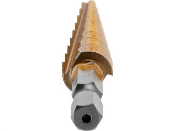 Сверло по металлу ступенчатое 4-12 мм HSS TIN ВОЛАТ(прямой профиль)