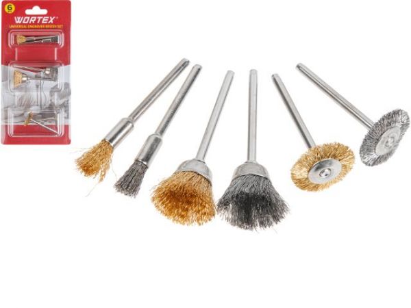 Набор щеток для гравера универсальный WORTEX(6 шт. в блистере, хвостовик 3,2 мм)