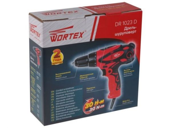 Дрель-шуруповерт WORTEX DR 1023 D в кор. (320 Вт, патрон БЗП, 30 Нм, шурупы до 6 мм, шнур 4 м)