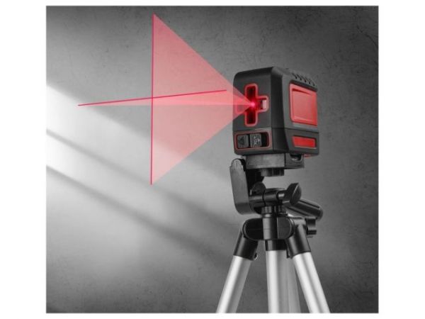 Нивелир лазерный WORTEX LL 0210-1 со штативом в кор. 2х130°, до 15 м, +/- 0.3 мм/м, красный(резьба 1/4', штатив 1 м в комплекте)
