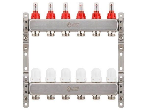 Коллекторная группа AVE136, 6 вых., AV Engineering(Для теплого пола и водоснабжения)