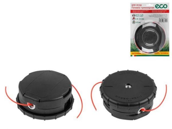 Головка триммерная ECO GTP-TC50 полуавт., блистер(ф125 мм, лев. резьба М10х1.25 'мама', заправка лески без разбора)