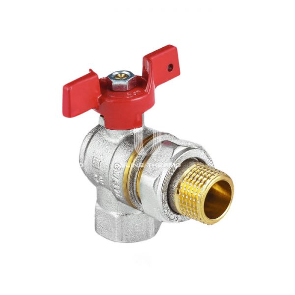 Кран шаровый угловой Aquasfera Euro1011-02, ВР-НР 3/4", полнопроходной, ручка-бабочка