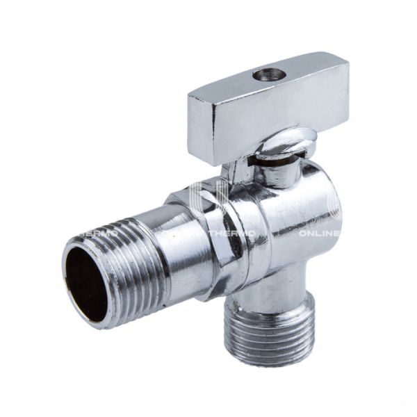 Кран шаровый угловой для сантехнических приборов Aquasfera 1041-01, НР 1/2", ручка-флажок