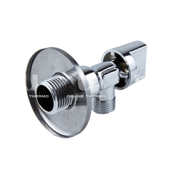 Кран шаровый угловой для сантехнических приборов Aquasfera 1043-01, НР 1/2"×3/8", с розеткой, ручка-флажок