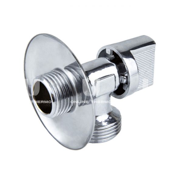 Кран шаровый угловой для сантехнических приборов Aquasfera 1044-01, НР 1/2"×3/4", с розеткой, ручка-флажок