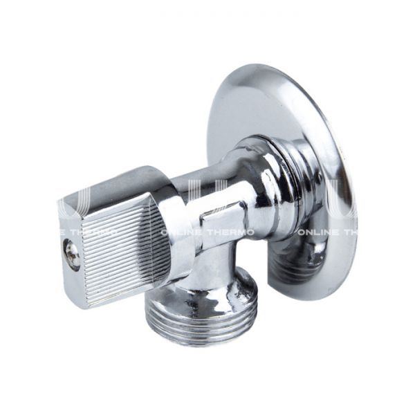 Кран шаровый угловой для сантехнических приборов Aquasfera 1044-01, НР 1/2"×3/4", с розеткой, ручка-флажок