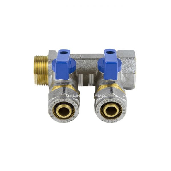 Коллектор Aquasfera с шаровыми кранами 7015-03, ВР-НР 3/4", на 2 контура, компрессионный