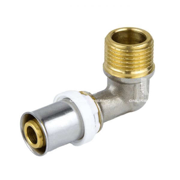 Угольник (угол) 90° с наружной резьбой Aquasfera 8006-03, 1/2"×20 мм, пресс-фитинг